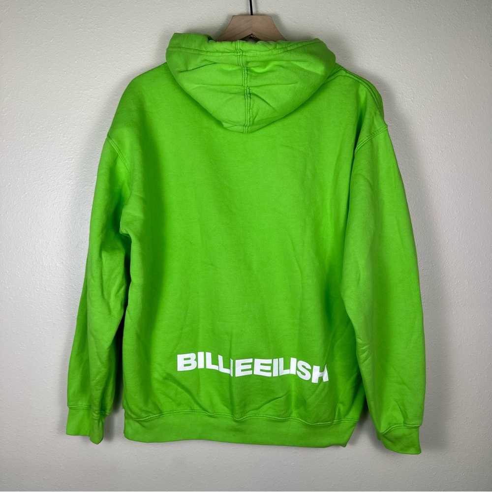 BILLIE EILISH World Tour Neon Green Medium Unisex Baggy Hoodie Sweatshirt - Picture 4 of 4